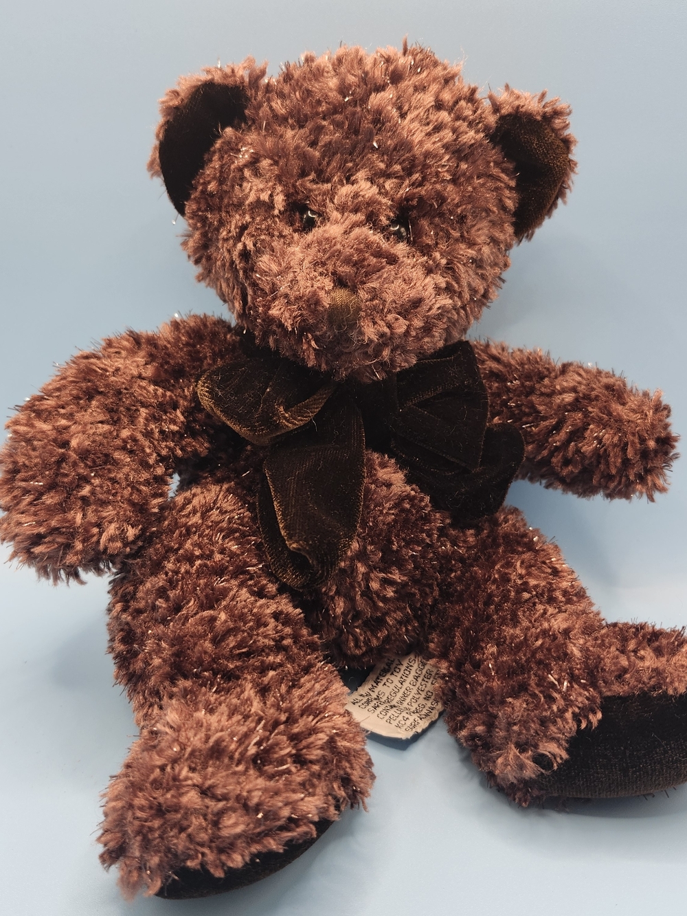 Russ Berrie Coco Plush Brown Sparkly Bear Velvet Bow Stuffed Animal